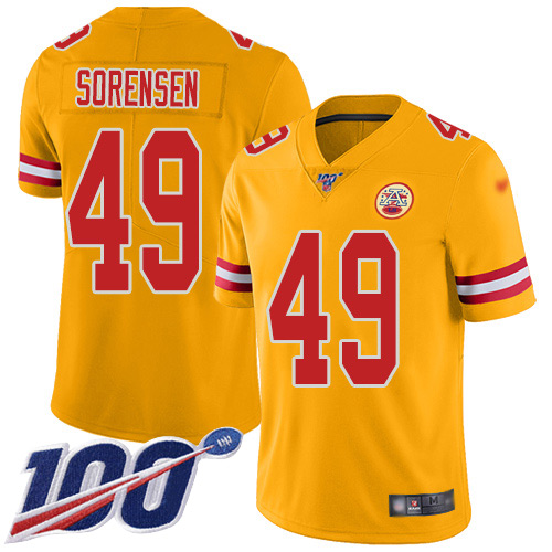 Men Kansas City Chiefs #49 Sorensen Daniel Limited Gold Inverted Legend 100th Season Nike NFL Jersey->kansas city chiefs->NFL Jersey